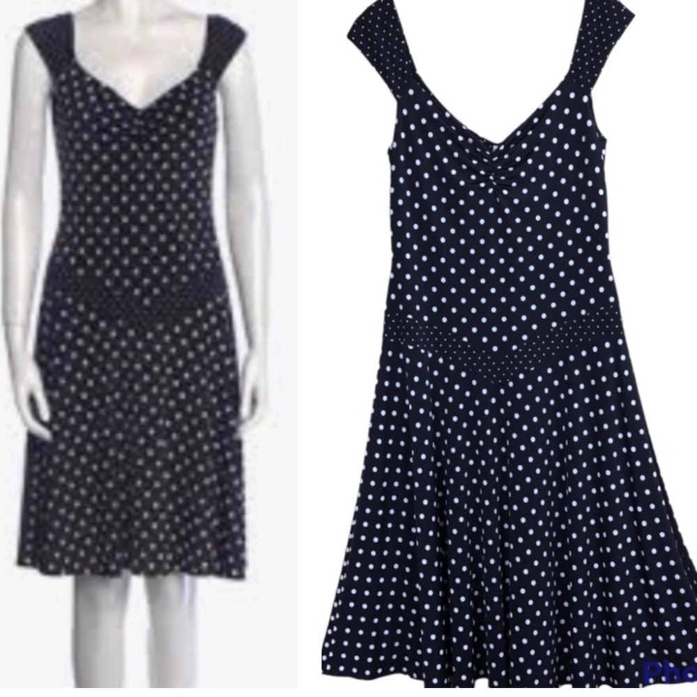 SEARLE Polka Dot Print Off Shoulders Midi Length Dress Sz 10